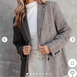 Urban Outfitters Checkered Blazer in Black and Grey
